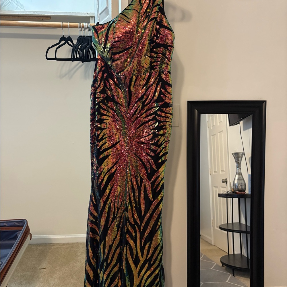 Multicolor Sequin Evening Gown - image 1